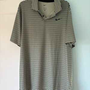 Nike Golf Dri-Fit Green Striped Short Sleeved Athleisure Polo Shirt XL